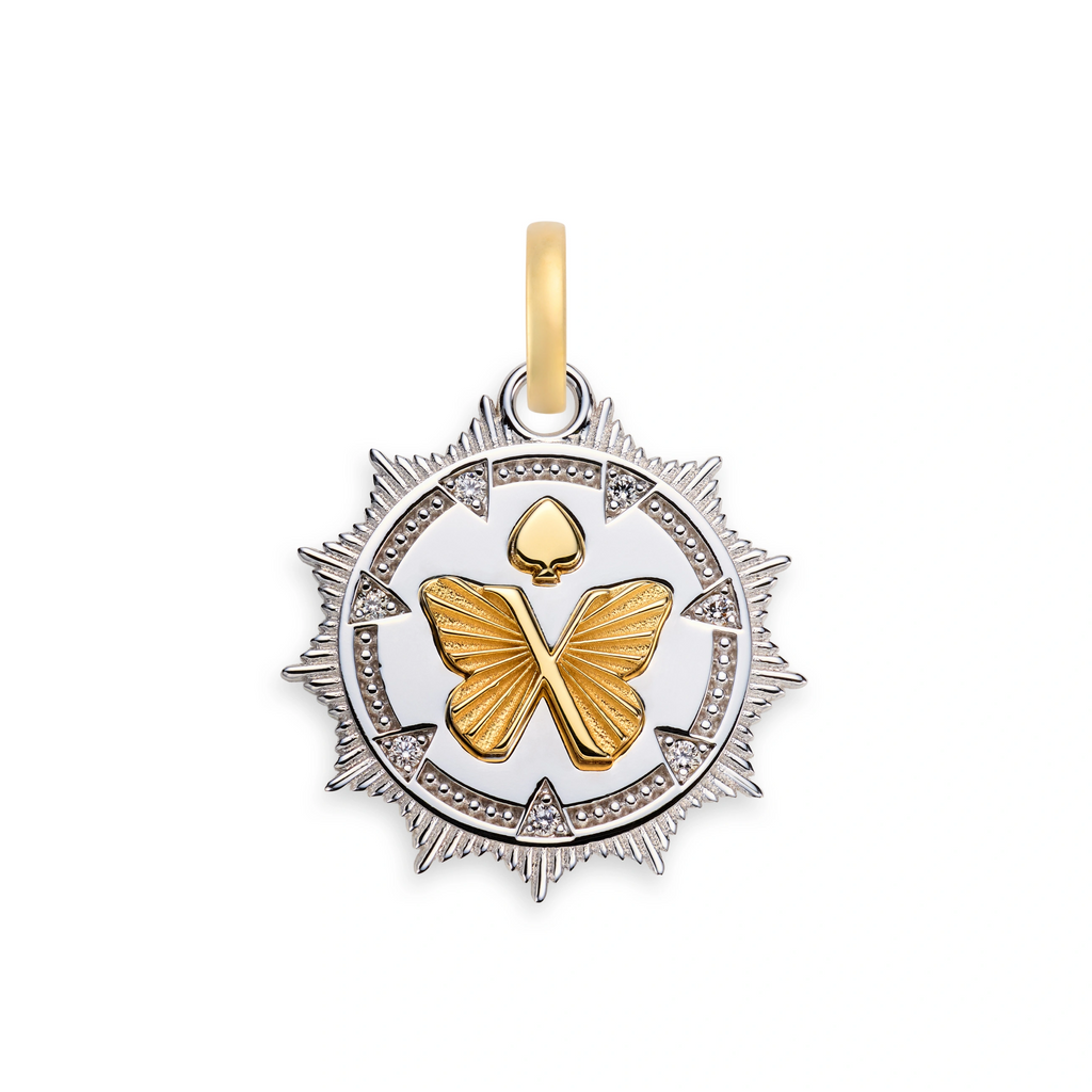 18K Mixed Gold Reverie | Butterfly Medium Medallion | Diamonds, Mixed Gold – FoundRae view 5