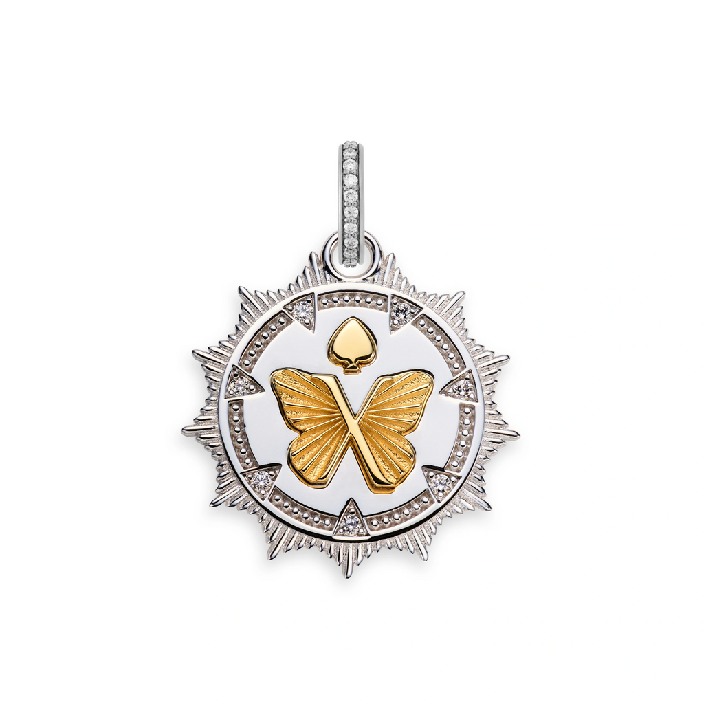 18K Mixed Gold Reverie | Butterfly Medium Medallion | Diamonds, Mixed Gold – FoundRae view 3