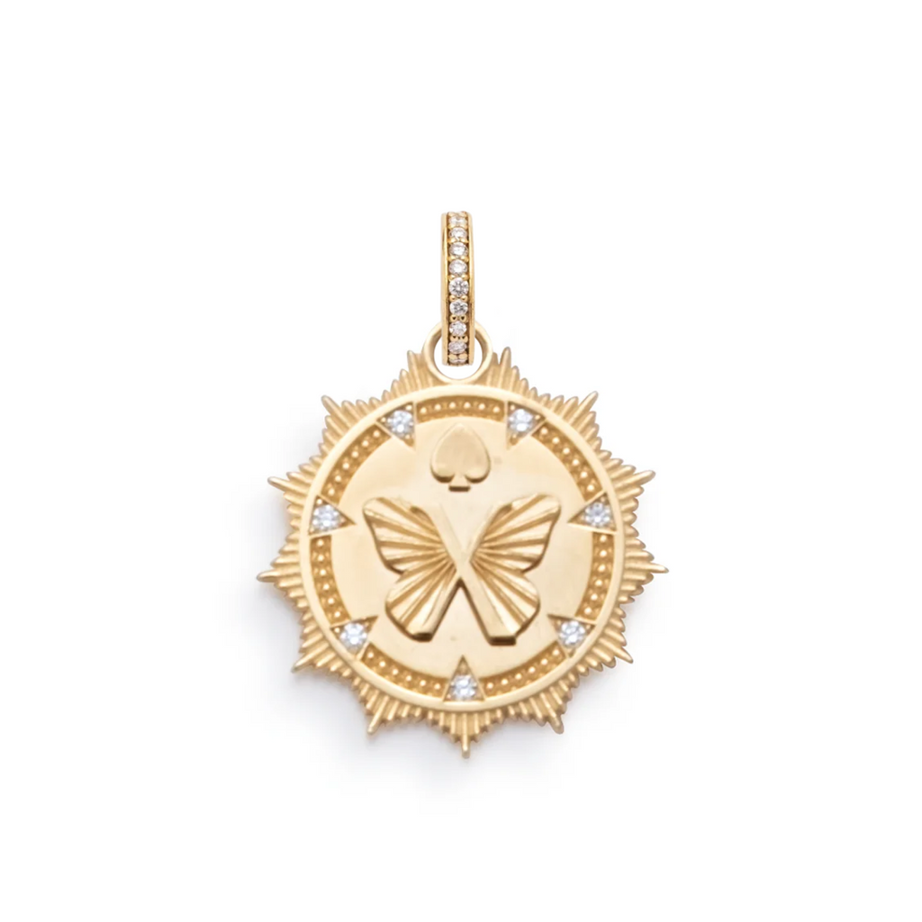 18K Yellow Gold Reverie Medium Medallion : in Yellow Gold with Diamonds and an Annex Link – FoundRae view 3