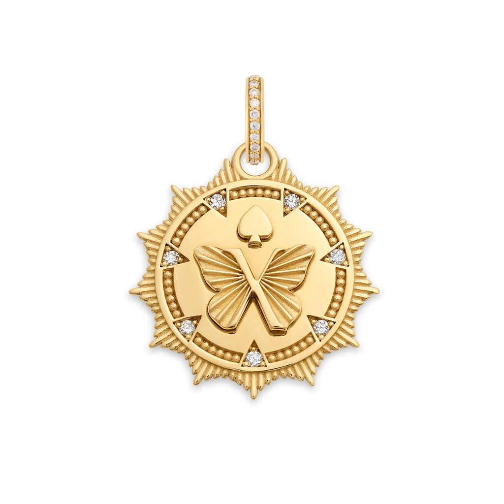 18K Yellow Gold Reverie | Butterfly Medium Medallion | Diamonds, 18K Yellow Gold – FoundRae view 3