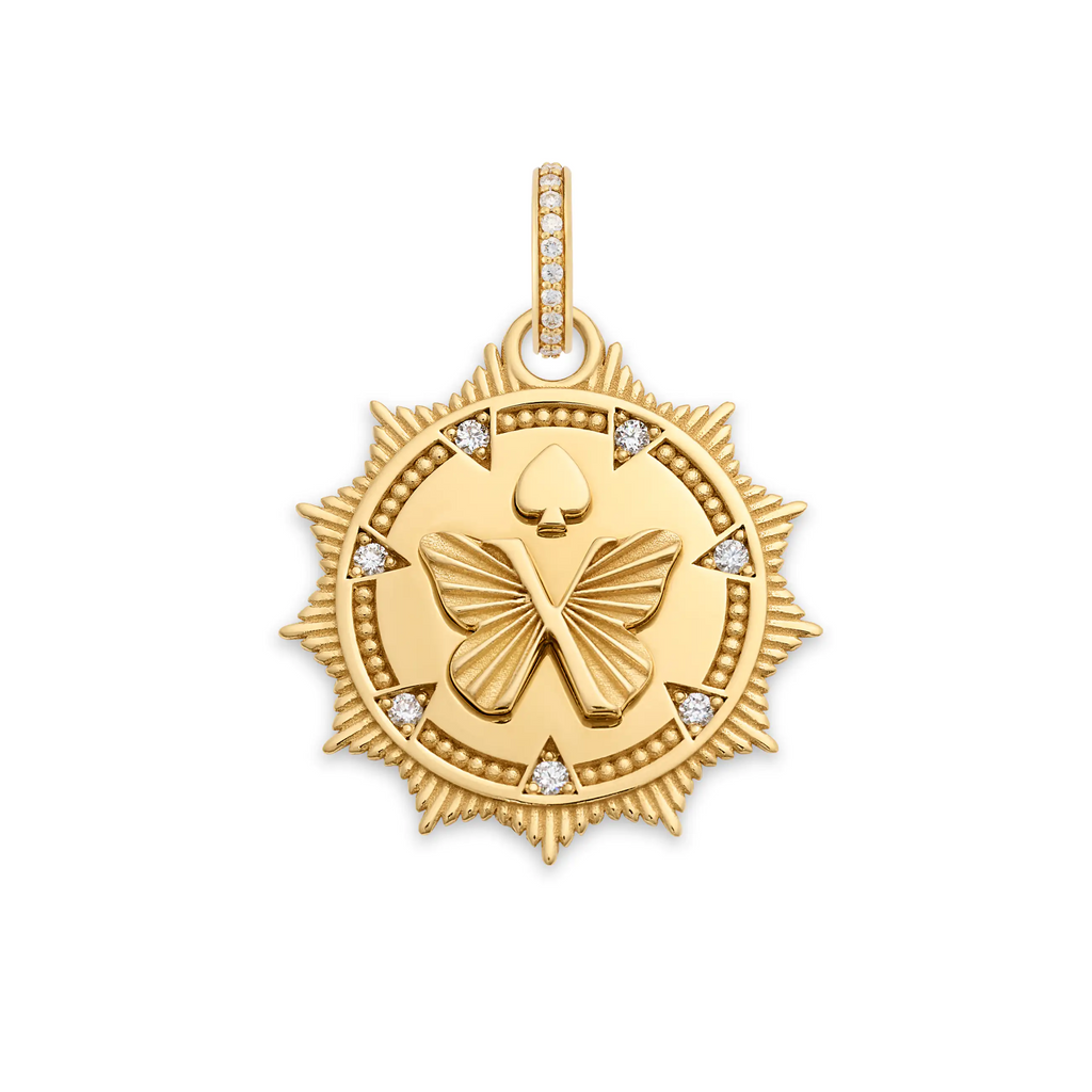 18K Yellow Gold Reverie | Butterfly Medium Medallion | Diamonds, 18K Yellow Gold – FoundRae view 3