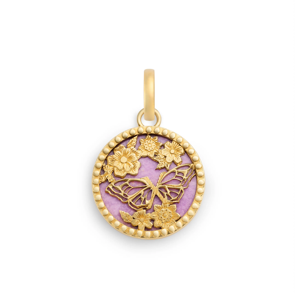 Reverie | Butterfly Screen on Stone Medium Medallion | Phosphosiderite, Yellow Gold view 1