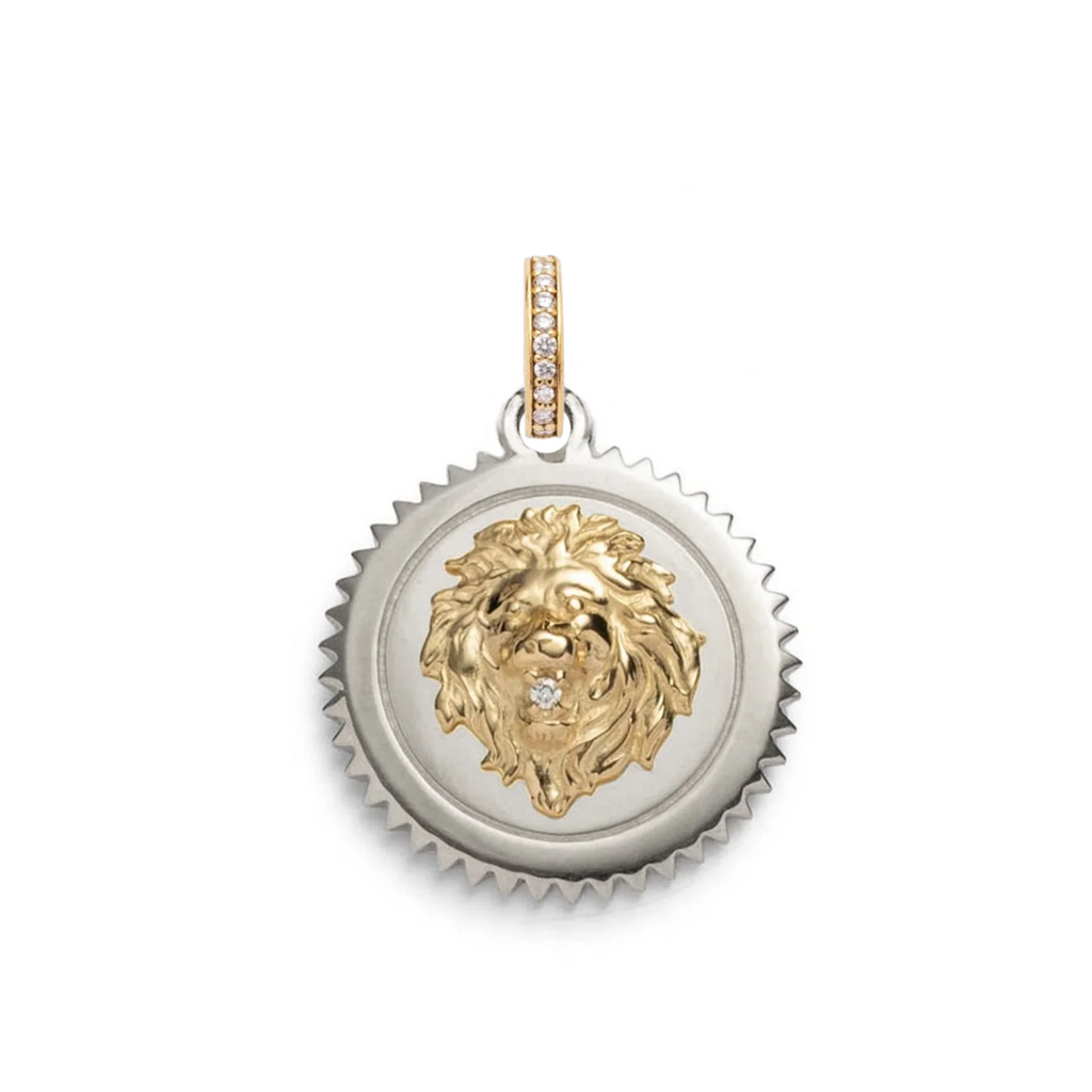 18K Yellow Gold Strength Medium Medallion : in Gold with Diamond and an Annex Link – FoundRae view 7