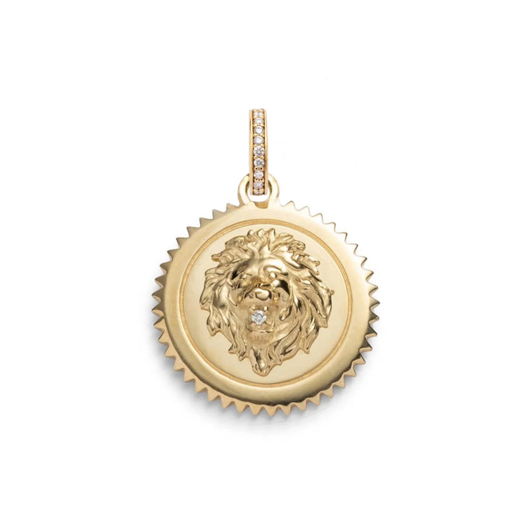18K Yellow Gold Strength Medium Medallion : in Gold with Diamond and an Annex Link – FoundRae view 3