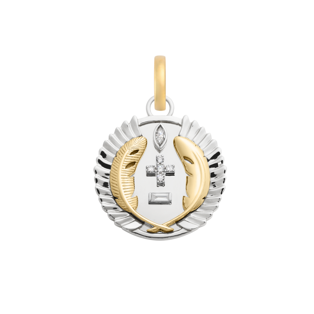 18K Mixed Gold Vivacity | Ever Growing Love Medium Medallion | Diamonds, White Gold, Yellow Gold – FoundRae view 1
