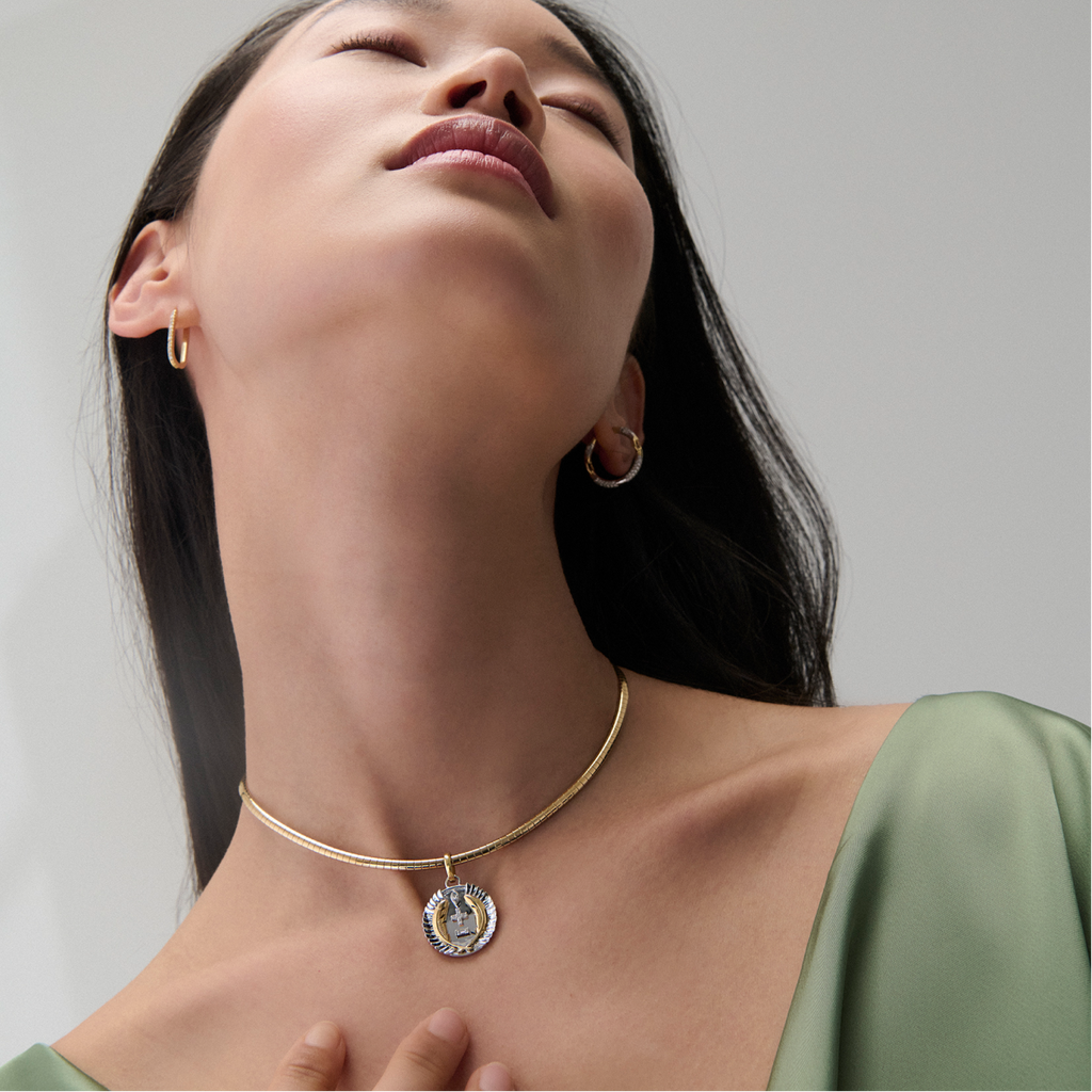 18K Mixed Gold Vivacity | Ever Growing Love Medium Medallion | Diamonds, White Gold, Yellow Gold – FoundRae view 2