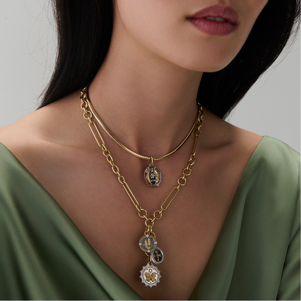 18K Mixed Gold Vivacity | Ever Growing Love Medium Medallion | Diamonds, White Gold, Yellow Gold – FoundRae view 3