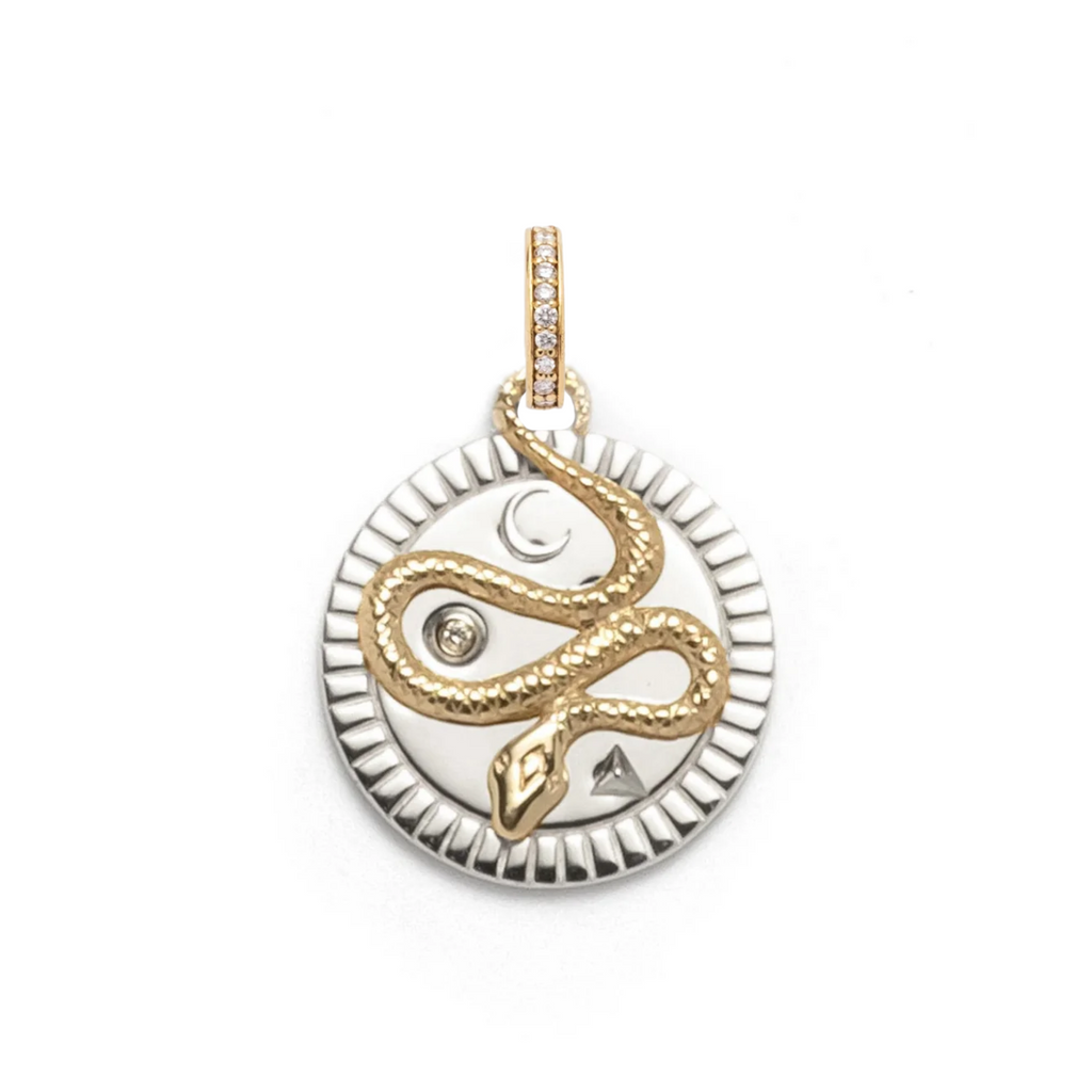 18K Yellow Gold Wholeness Medium Medallion : in Gold with Diamond and an Annex Link – FoundRae view 3