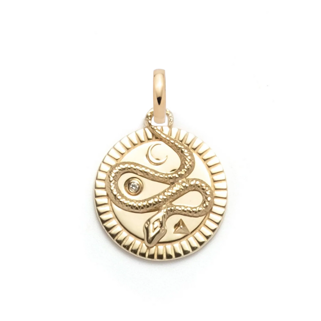18K Yellow Gold Wholeness Medium Medallion : in Gold with Diamond and an Annex Link – FoundRae view 2