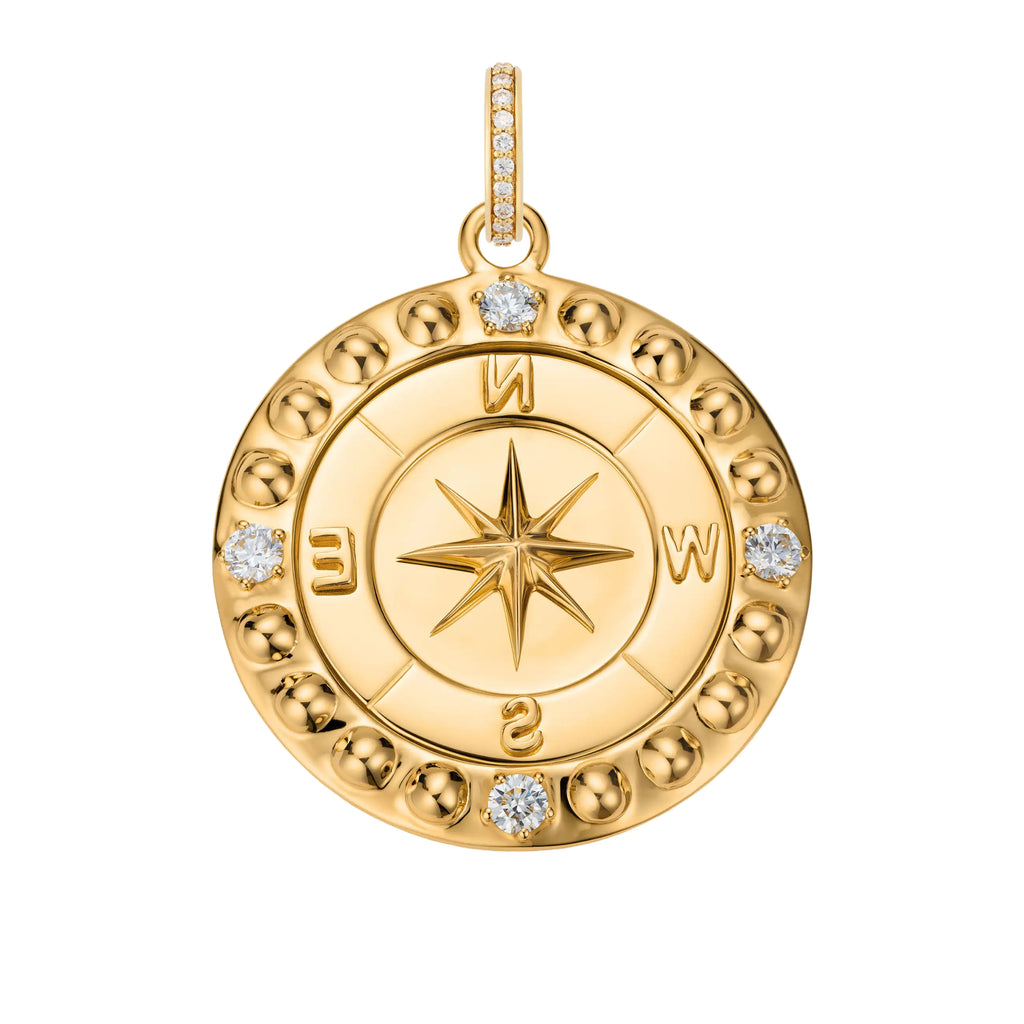 18K Yellow Gold Internal Compass | Large Medallion | Diamonds, 18K Yellow Gold – FoundRae view 3