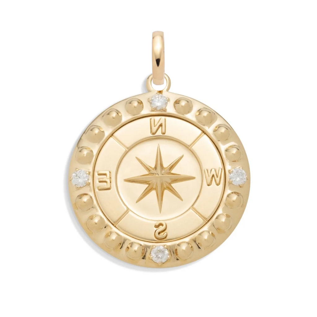 Internal Compass Large Medallion : in Gold with Diamonds and an Annex Link view 1