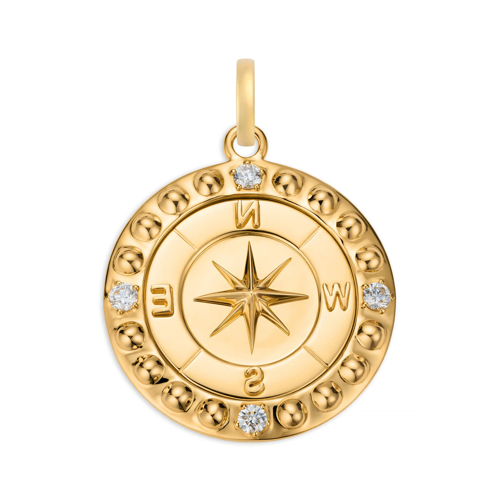 Internal Compass | Large Medallion | Diamonds, 18K Yellow Gold view 1