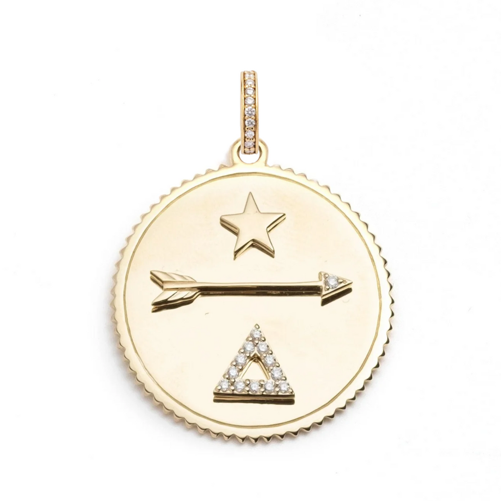 18K Yellow Gold Dream Large Medallion : in Gold with Diamonds and an Annex Link – FoundRae view 2