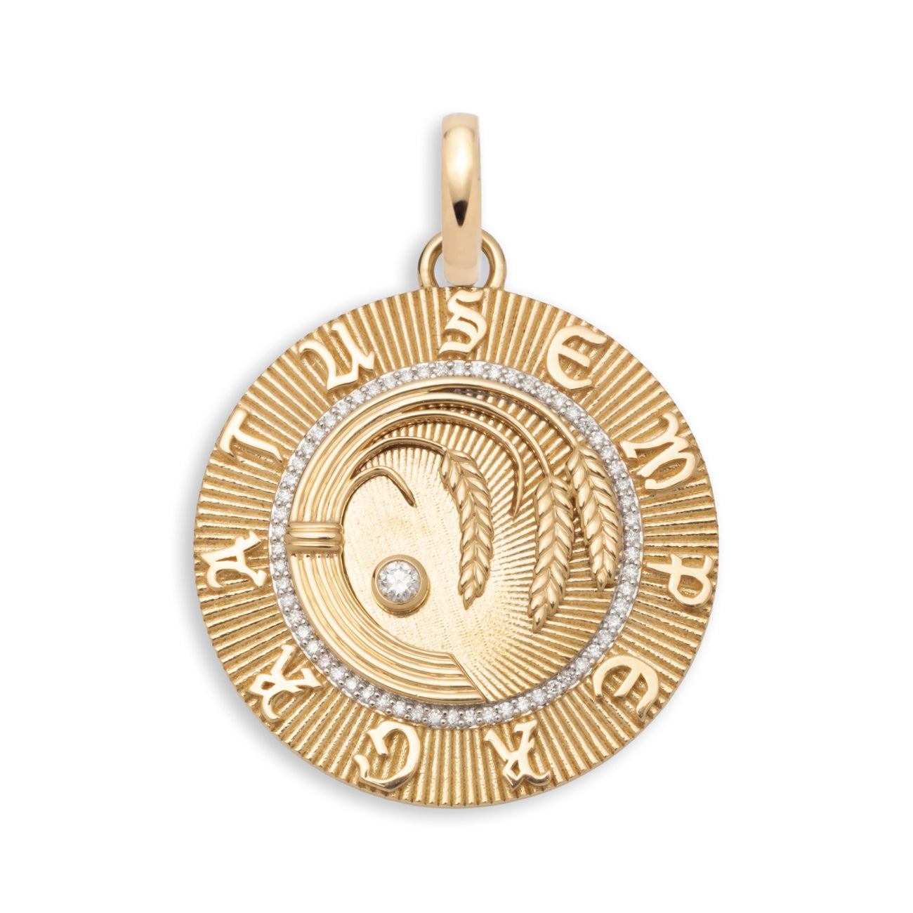 infinite gratitude | braided wheat large medallion | diamonds, yellow gold