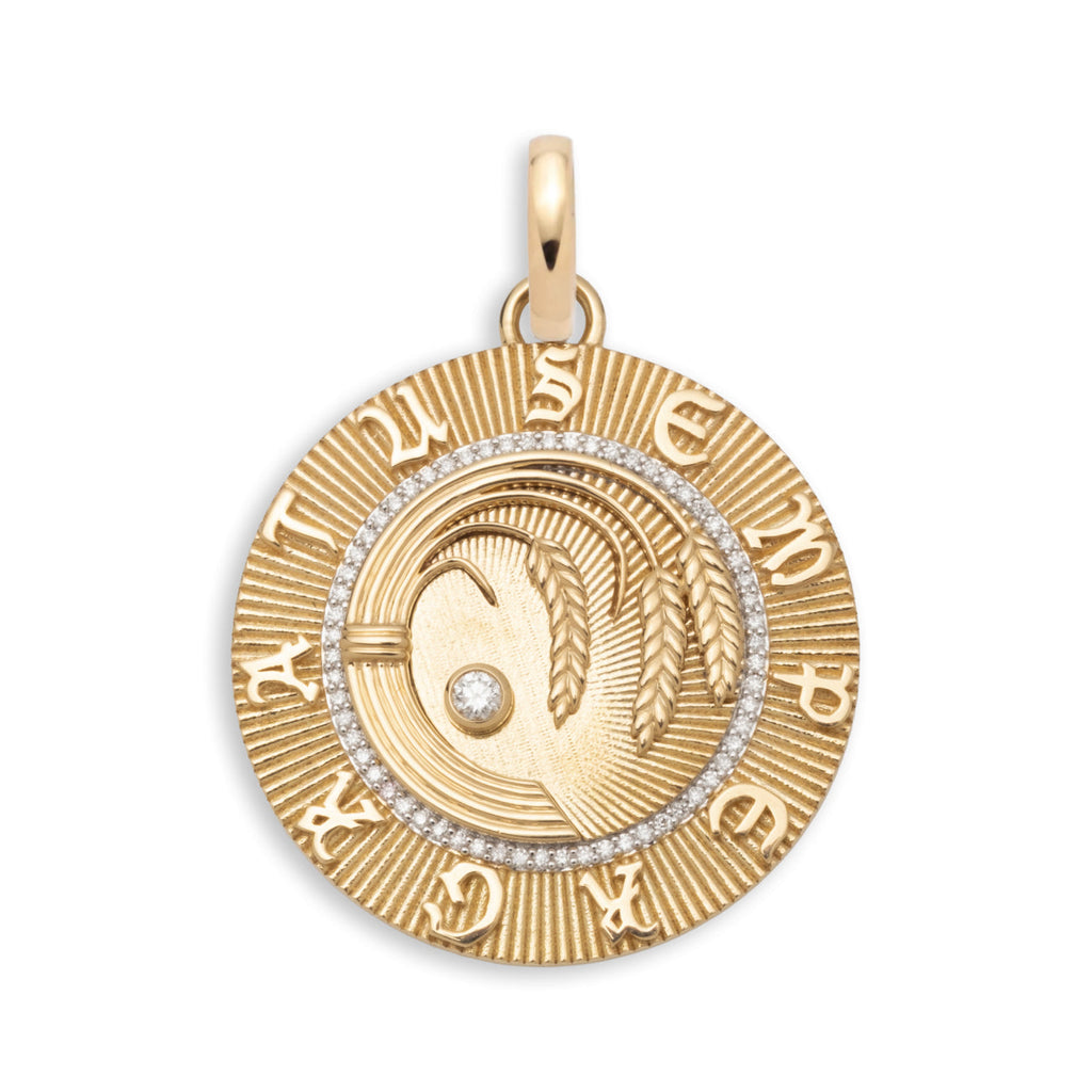 Infinite Gratitude Braided Wheat Large Medallion : in Yellow Gold with an Annex Link view 1
