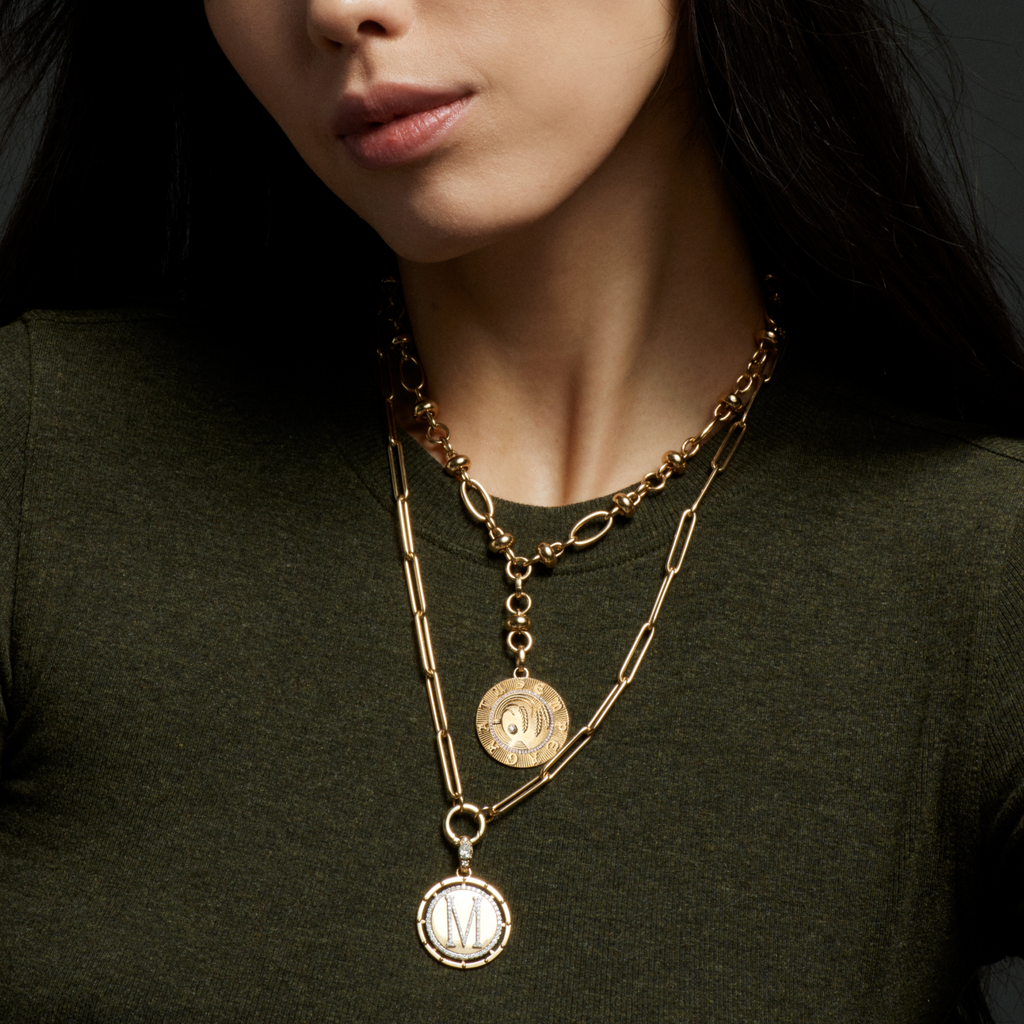 Infinite Gratitude Braided Wheat Large Medallion : in Yellow Gold with an Annex Link view 2