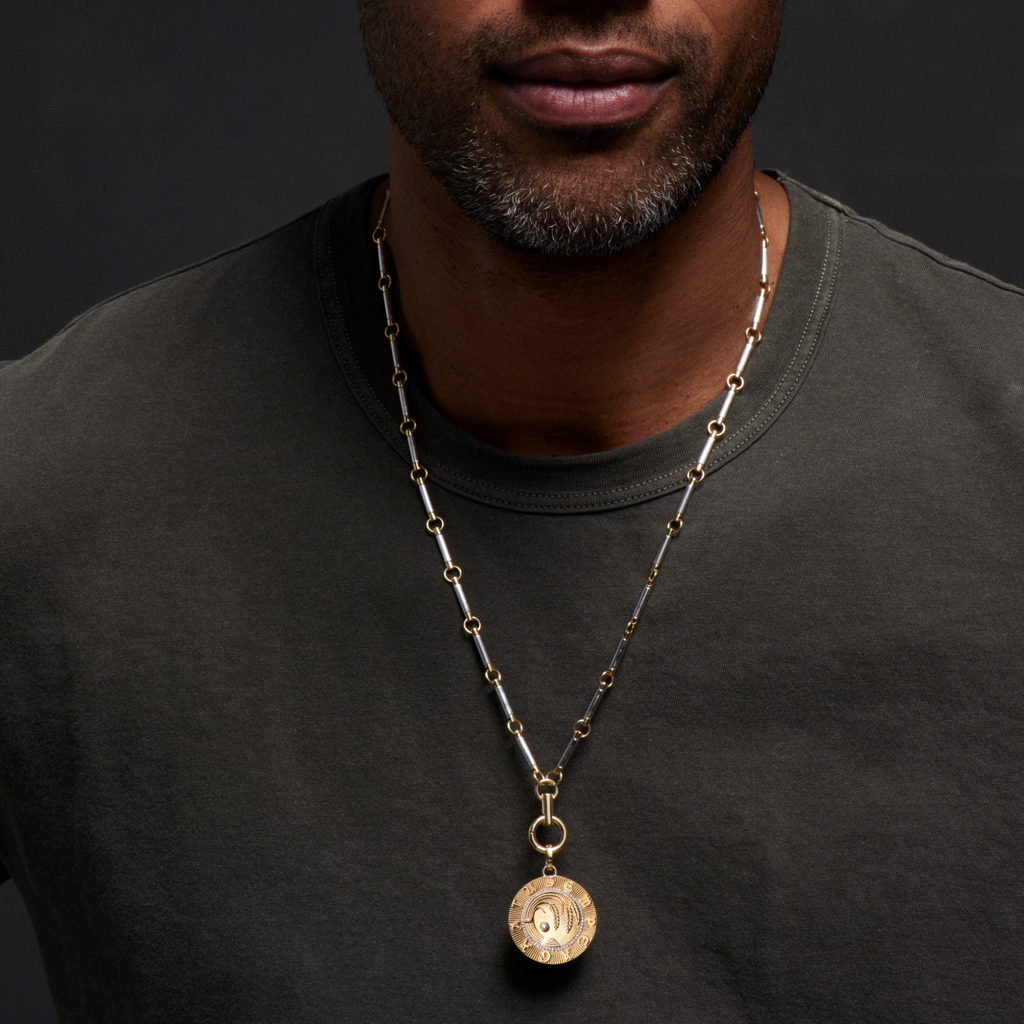 18K Yellow Gold Infinite Gratitude Braided Wheat Large Medallion : in Yellow Gold with an Annex Link – FoundRae view 3