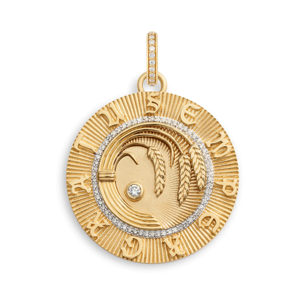 18K Yellow Gold Infinite Gratitude | Braided Wheat Large Medallion | Diamonds, 18K Yellow Gold – FoundRae view 3