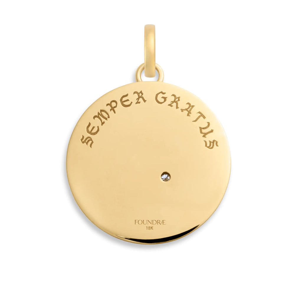 18K Yellow Gold Infinite Gratitude | Braided Wheat Large Medallion | Diamonds, 18K Yellow Gold – FoundRae view 5