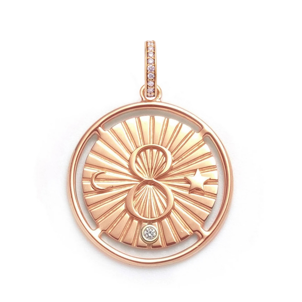 18K Yellow Gold Karma Large Medallion : in Gold with Diamond and an Annex Link – FoundRae view 8
