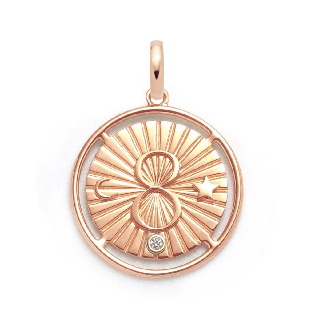 18K Yellow Gold Karma Large Medallion : in Gold with Diamond and an Annex Link – FoundRae view 7