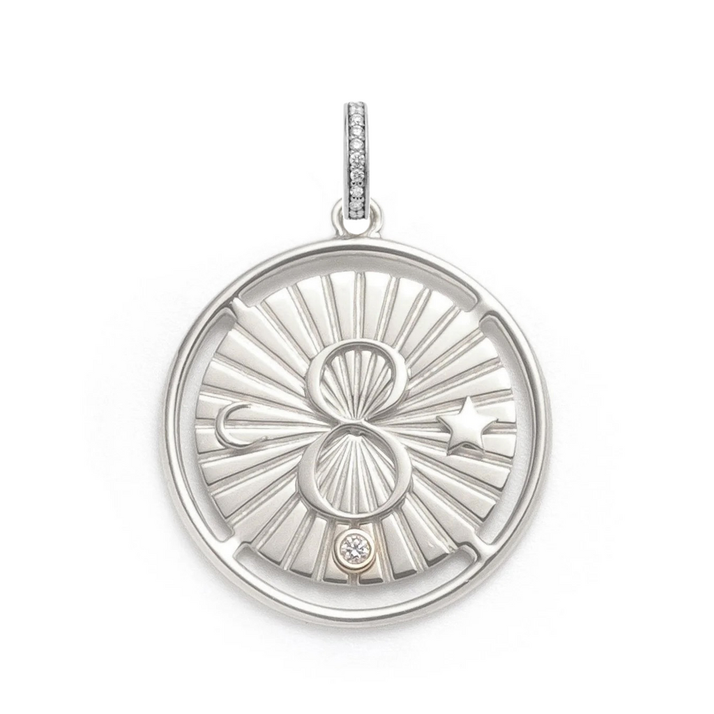 18K Yellow Gold Karma Large Medallion : in Gold with Diamond and an Annex Link – FoundRae view 6