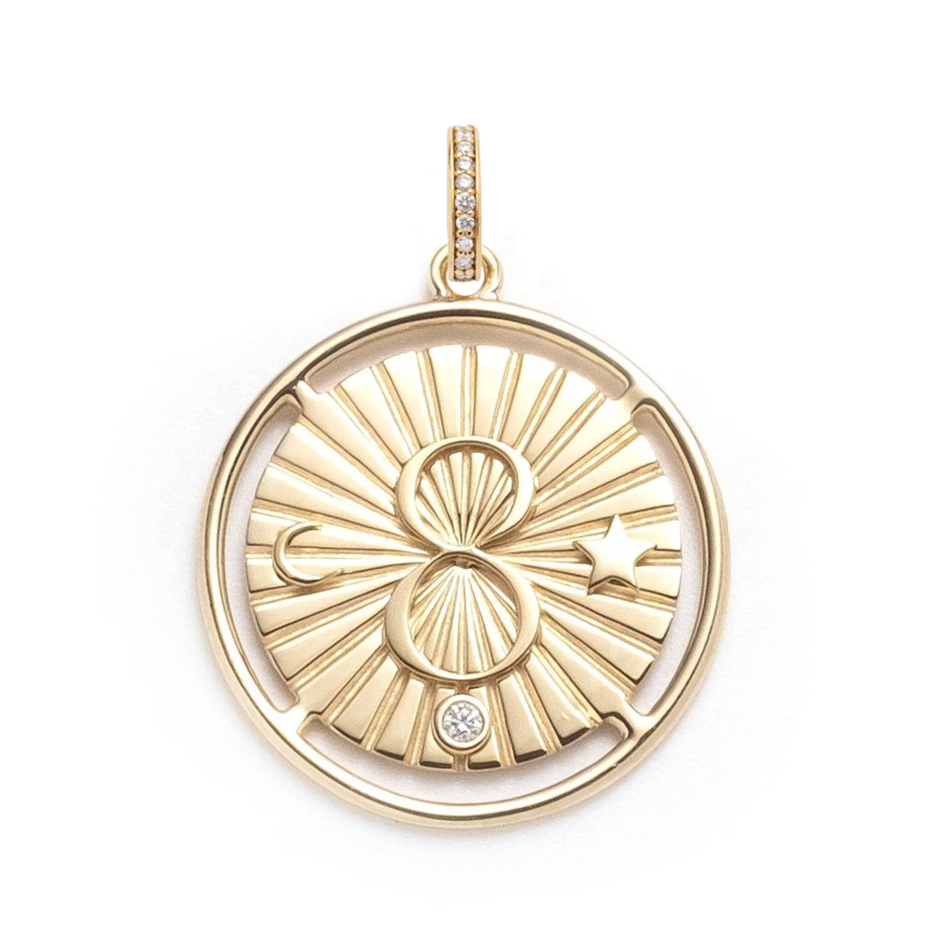 18K Yellow Gold Karma Large Medallion : in Gold with Diamond and an Annex Link – FoundRae view 4