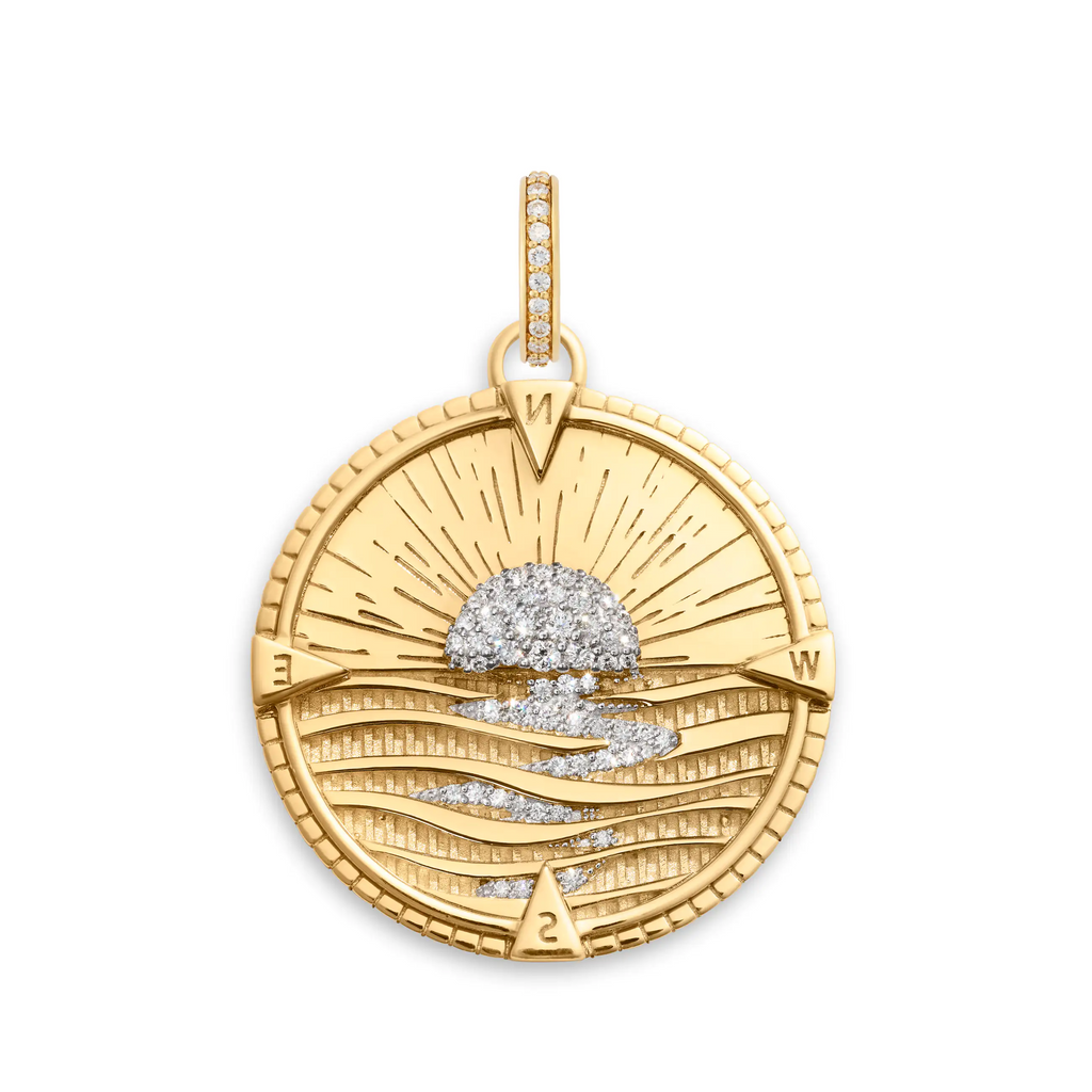 18K Yellow Gold Internal Compass | New Beginnings Large Medallion | Diamonds, 18K Yellow Gold – FoundRae view 3