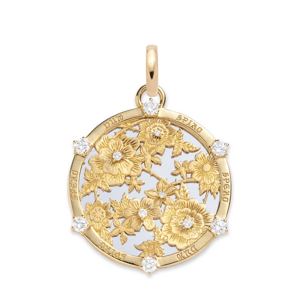 Resilience | Floral Screen Large Medallion | Diamonds, White Gold, Yellow Gold