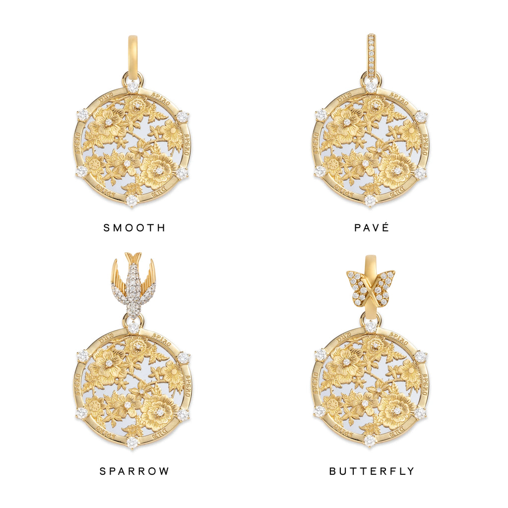 18K Mixed Gold Resilience | Floral Screen Large Medallion | Diamonds, White Gold, Yellow Gold – FoundRae view 3