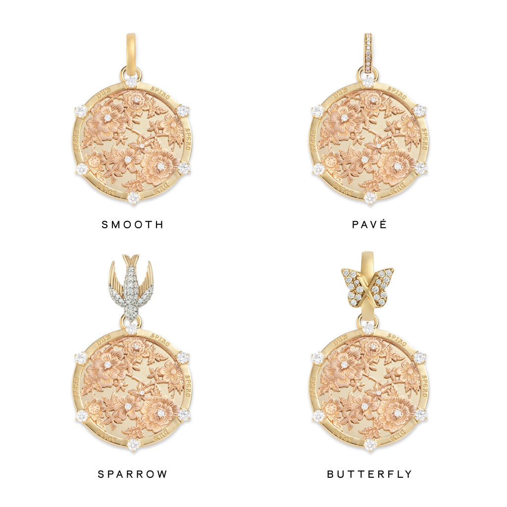 18K Mixed Gold Resilience | Floral Screen Large Medallion | Diamonds, Yellow Gold, Rose Gold – FoundRae view 3