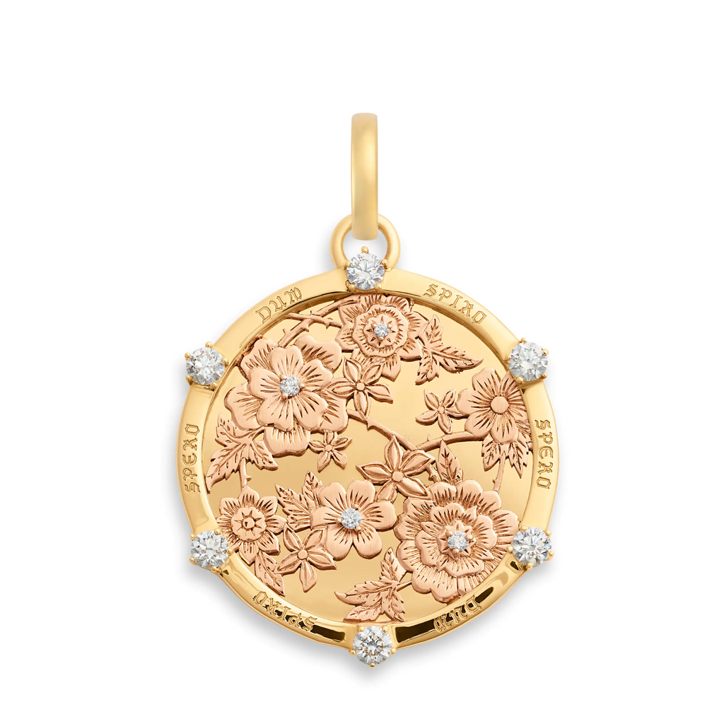 Resilience | Floral Screen Large Medallion | Diamonds, Yellow Gold, Rose Gold view 1