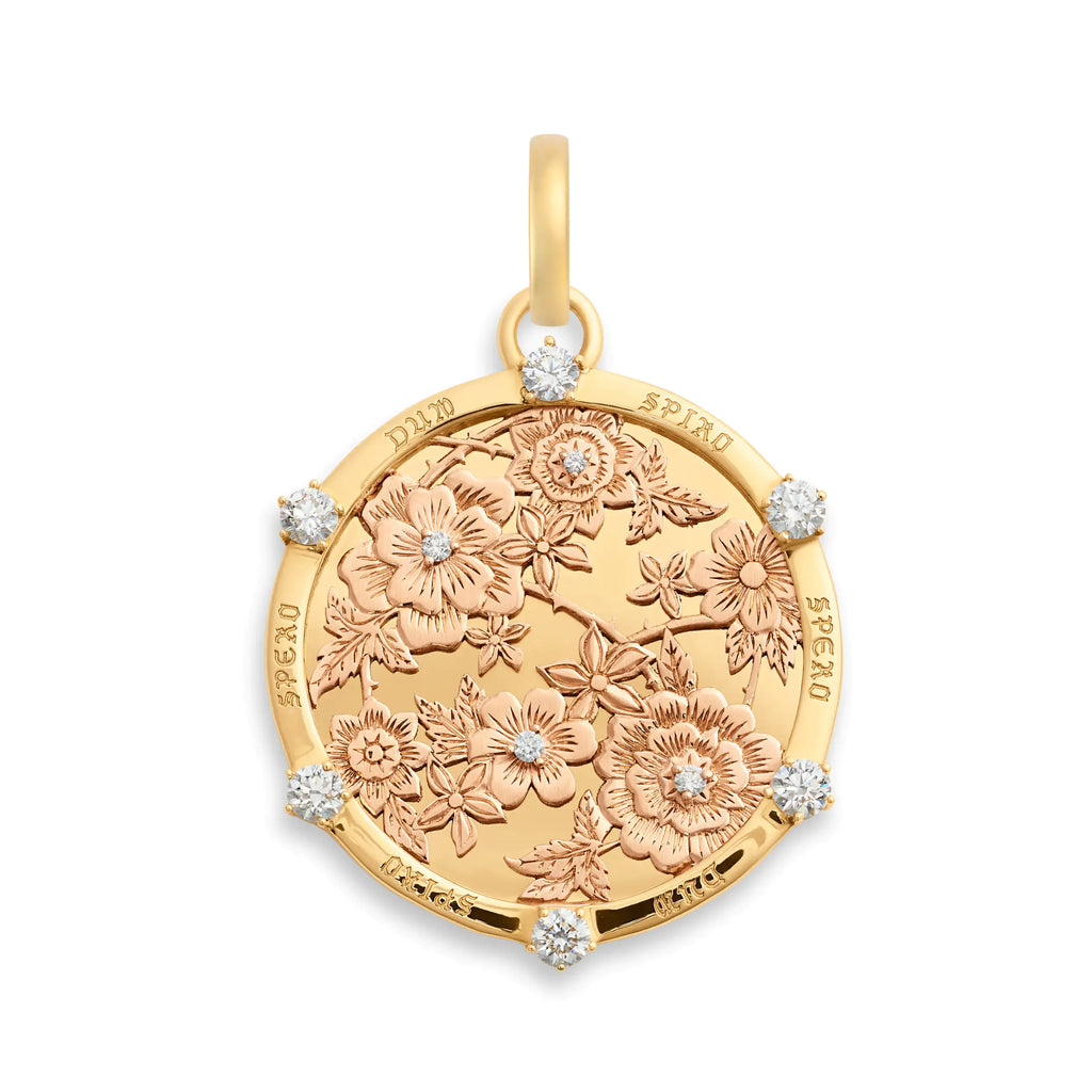 Resilience | Floral Screen Large Medallion | Diamonds, 18K Yellow Gold, 18K Rose Gold view 1
