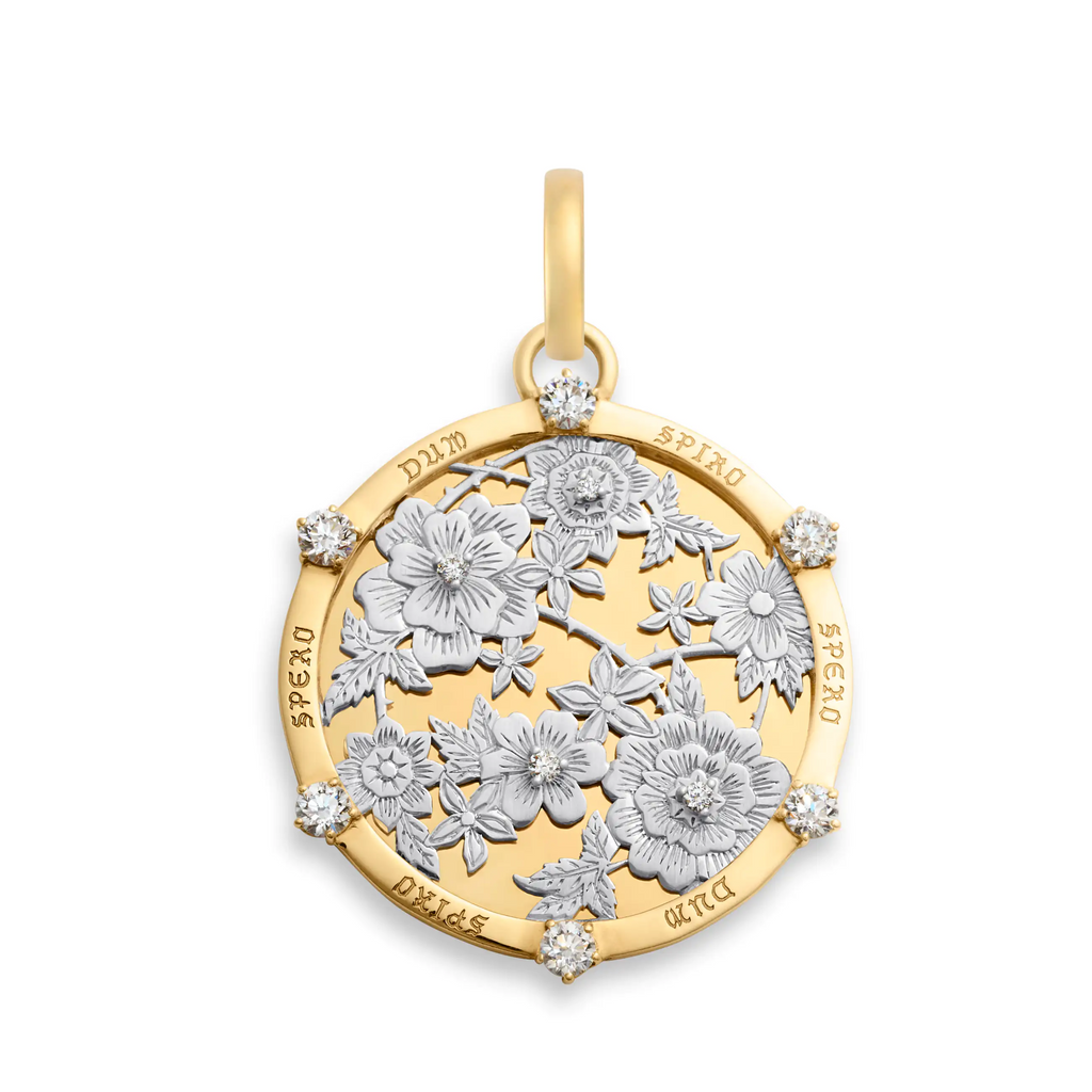 Resilience | Floral Screen Large Medallion | Diamonds, Yellow Gold, White Gold view 1