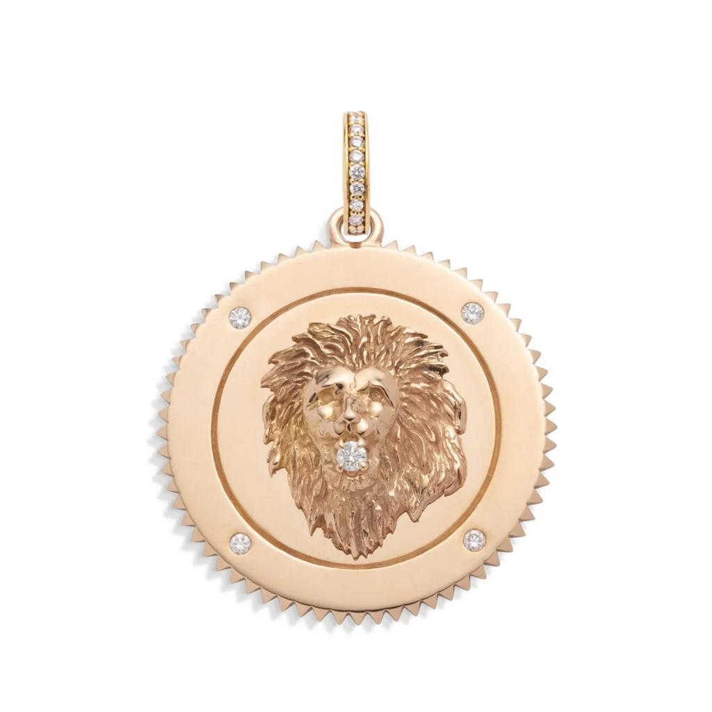 18K Yellow Gold Strength Large Medallion : in Gold with Diamonds and an Annex Link – FoundRae view 7