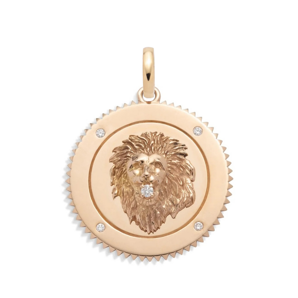18K Yellow Gold Strength Large Medallion : in Gold with Diamonds and an Annex Link – FoundRae view 6