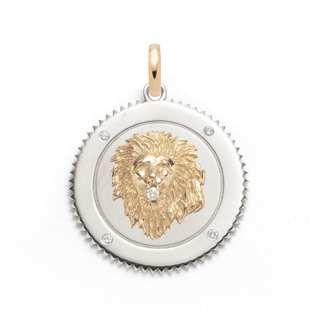 18K Yellow Gold Strength Large Medallion : in Gold with Diamonds and an Annex Link – FoundRae view 5