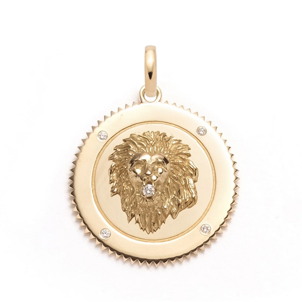 18K Yellow Gold Strength Large Medallion : in Gold with Diamonds and an Annex Link – FoundRae view 2