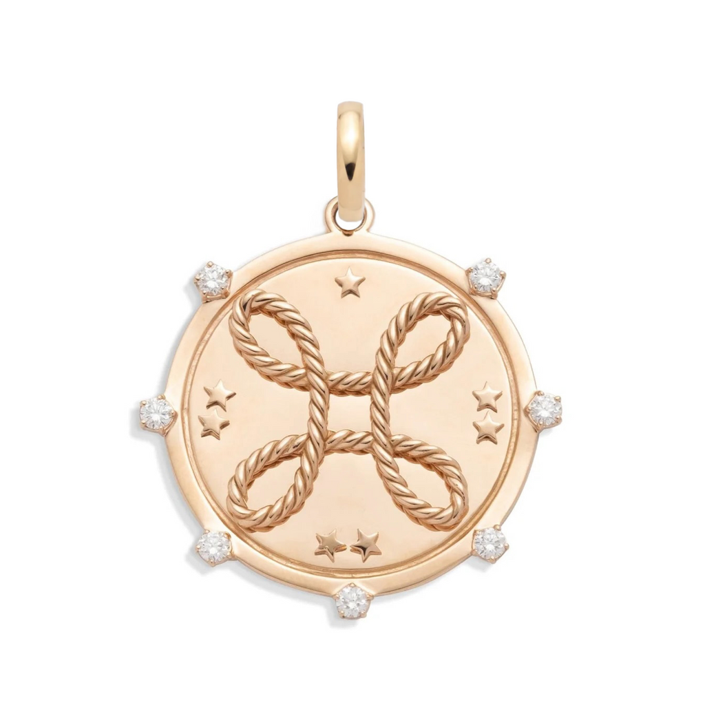 18K Yellow Gold True Love Large Medallion : in Gold with Diamonds and an Annex Link – FoundRae view 5