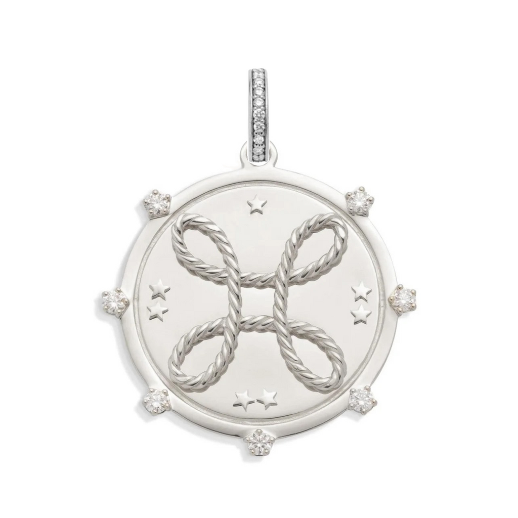 18K Yellow Gold True Love Large Medallion : in Gold with Diamonds and an Annex Link – FoundRae view 4