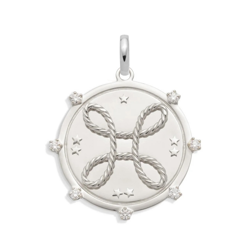 18K Yellow Gold True Love Large Medallion : in Gold with Diamonds and an Annex Link – FoundRae view 3