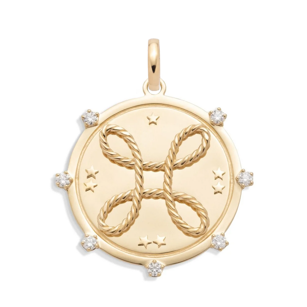 True Love Large Medallion : in Gold with Diamonds and an Annex Link view 1