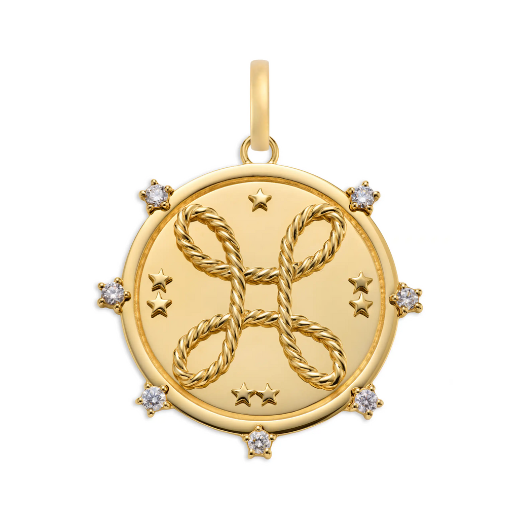 True Love | 'Love Knot' Large Medallion | Diamonds, 18K Yellow Gold view 1