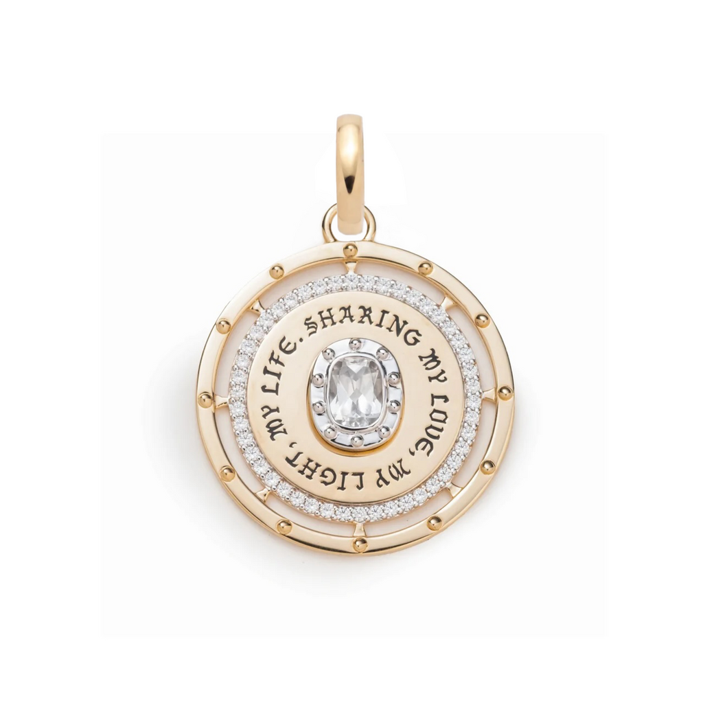 Lovestruck Commitment Large Medallion : in Yellow Gold with Cushion Diamond and an Annex Link view 1