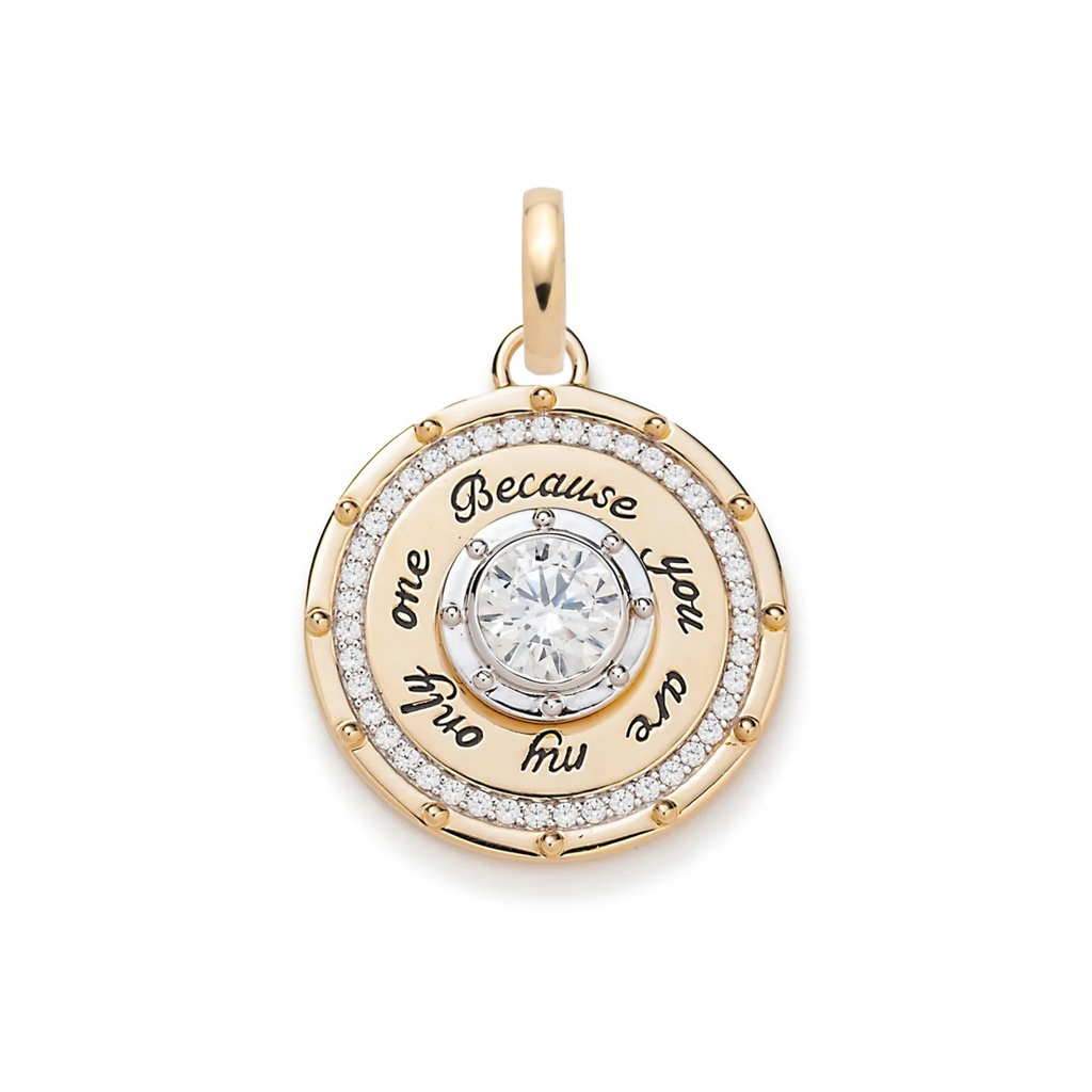 Lovestruck Commitment Medium Medallion : in Yellow Gold with Round Diamond and an Annex Link view 1