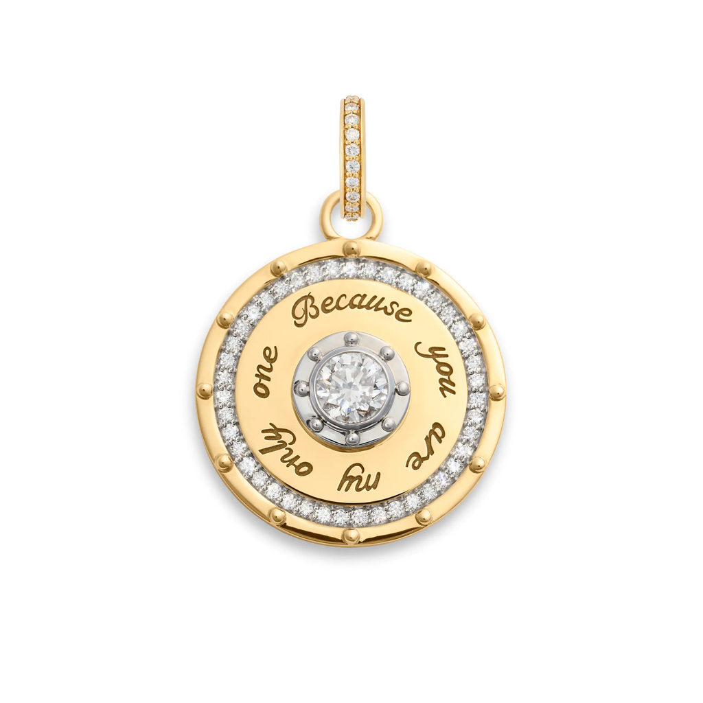 18K Yellow Gold True Love | Lovestruck Commitment Medium Medallion | Diamonds, 18K Yellow Gold – FoundRae view 3