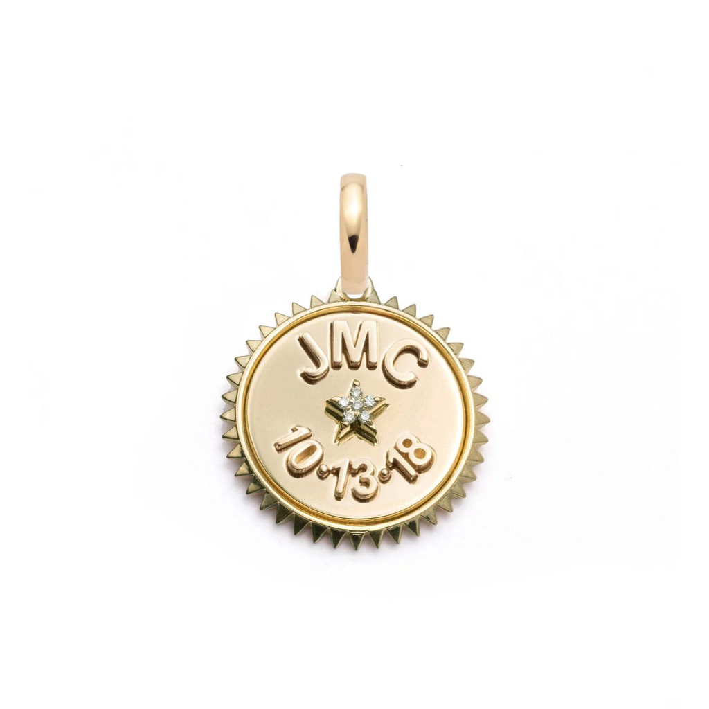 Custom Baby Medallion : in Gold with Diamonds and an Annex Link view 1