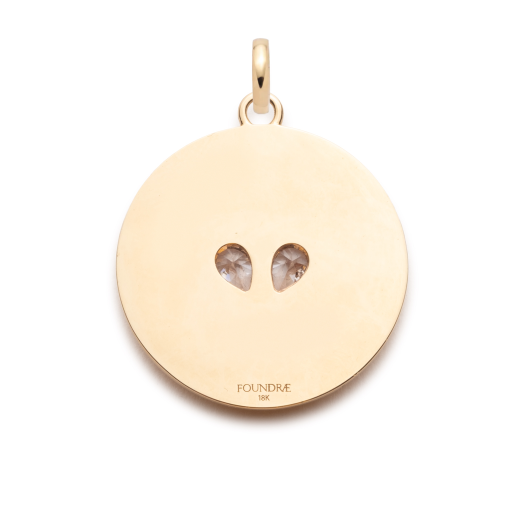18K Yellow Gold Forever a Pair Medallion : in Mixed Gold with Diamonds and an Annex Link – FoundRae view 4
