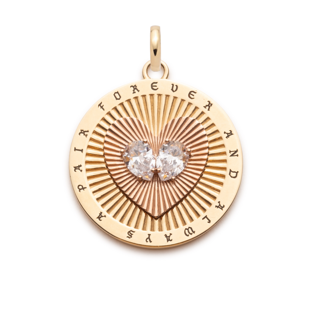 Forever a Pair Medallion : in Mixed Gold with Diamonds and an Annex Link view 1