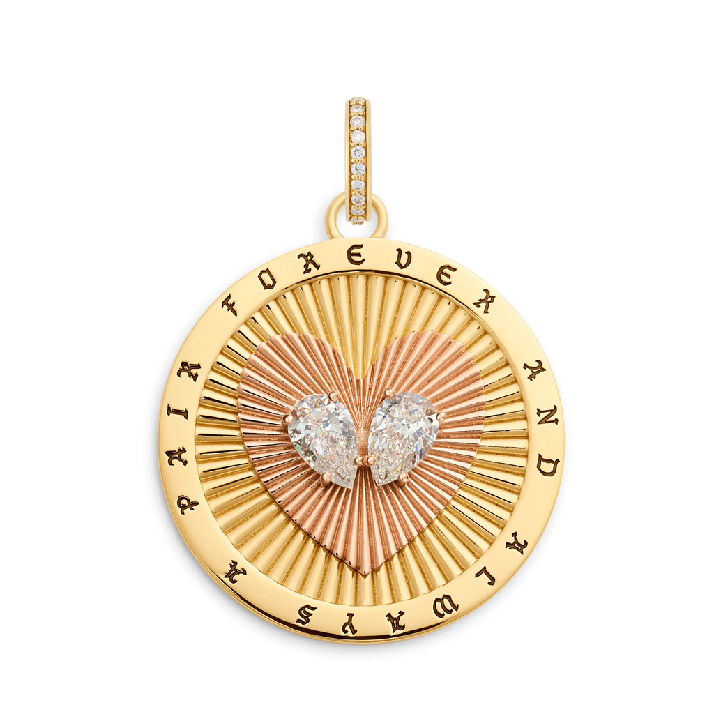 18K Yellow Gold True Love | Forever a Pair Large Medallion | Diamonds, 18K Mixed Gold – FoundRae view 3
